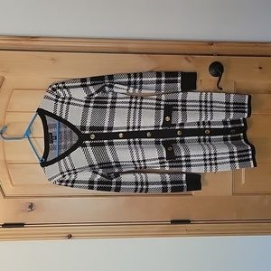 Say What Sweater Dress, black and white plaid, Size L